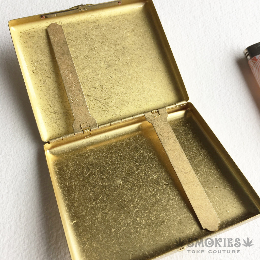Joint Case - Gold Marijuana Leaf stoner gift cigarette case gold